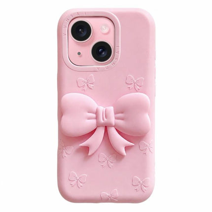 Cute 3D Bow Silicone Phone Case, For iPhone 15 Plus, For iPhone 15