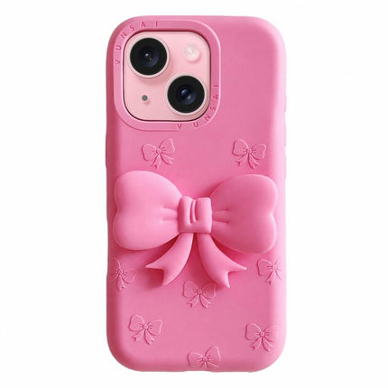 Cute 3D Bow Silicone Phone Case, For iPhone 15 Plus, For iPhone 15