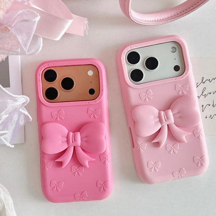 Cute 3D Bow Silicone Phone Case, For iPhone 15 Plus, For iPhone 15