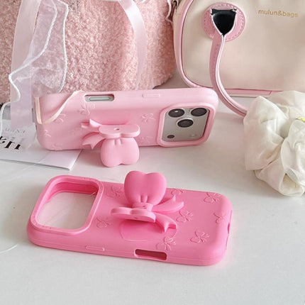 Cute 3D Bow Silicone Phone Case, For iPhone 15 Plus, For iPhone 15