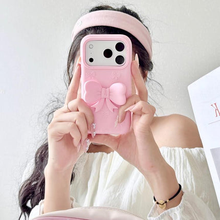 Cute 3D Bow Silicone Phone Case, For iPhone 15 Plus, For iPhone 15