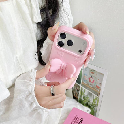 Cute 3D Bow Silicone Phone Case, For iPhone 15 Plus, For iPhone 15