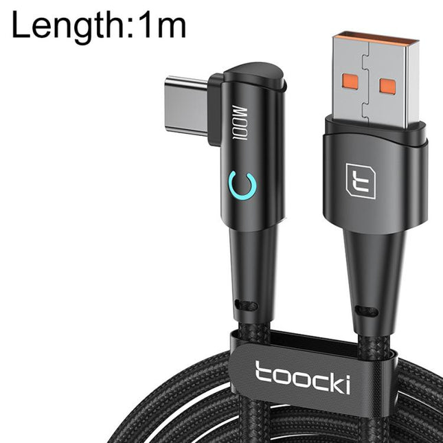 Toocki 100W USB to Type-C Right-Angle Aluminum Alloy Fast Charging Data Cable, 1m