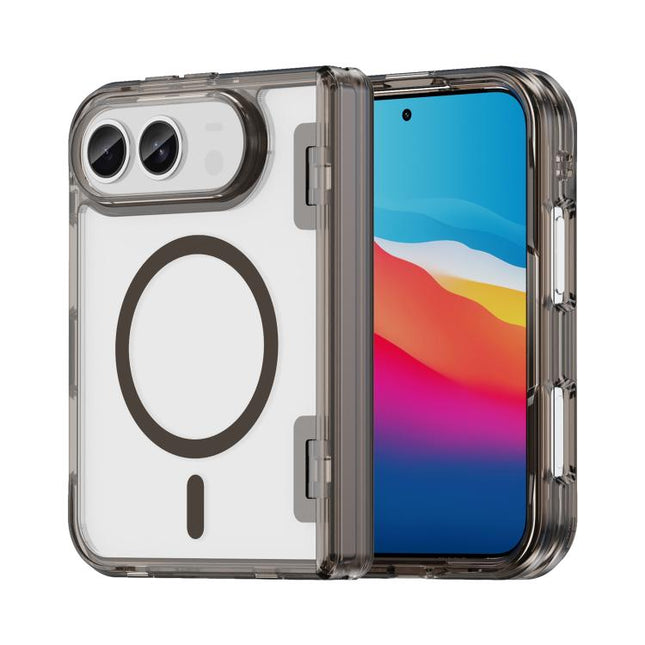 PC Hybrid TPU Airbag Folding Center Axis Magnetic Phone Case, For iPhone Duo