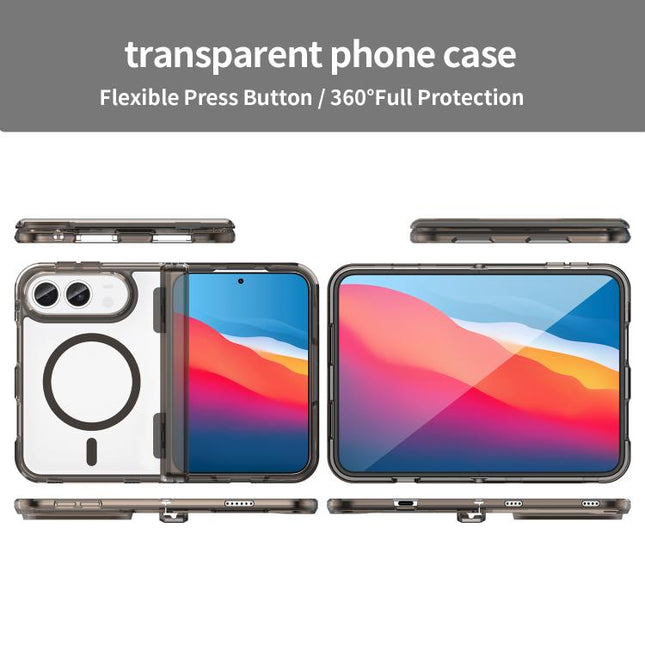 PC Hybrid TPU Airbag Folding Center Axis Magnetic Phone Case, For iPhone Duo