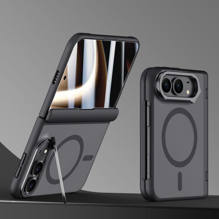 Shield Armor Series Integrated HD Film Matte Frosted Full Coverage Magnetic Phone Case with Lens Holder, For iPhone Duo