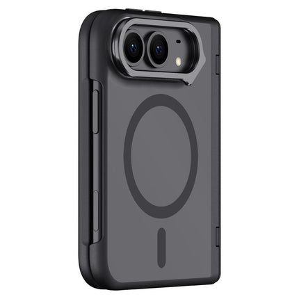 Shield Armor Series Integrated HD Film Matte Frosted Full Coverage Magnetic Phone Case with Lens Holder, For iPhone Duo