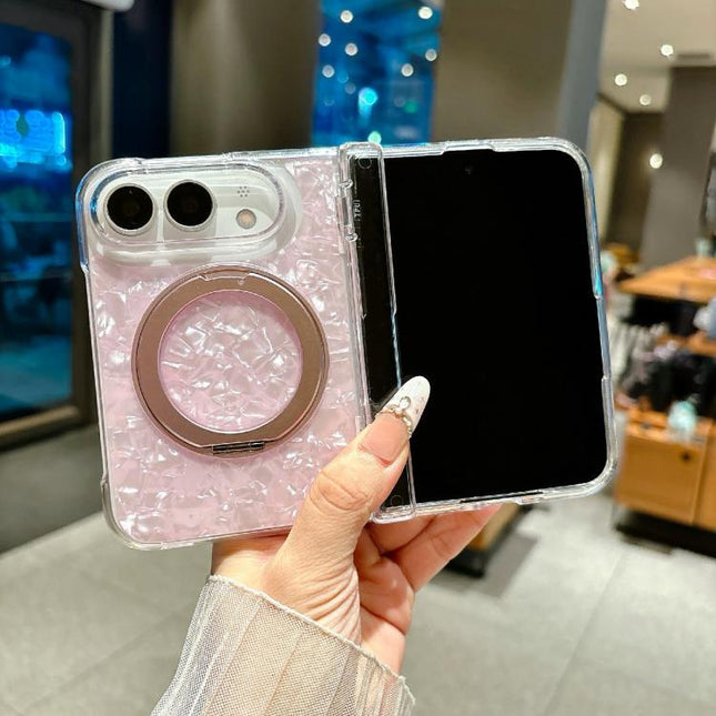 Axial Magnetic Shell Pattern Phone Case with 360 Holder, For iPhone Duo
