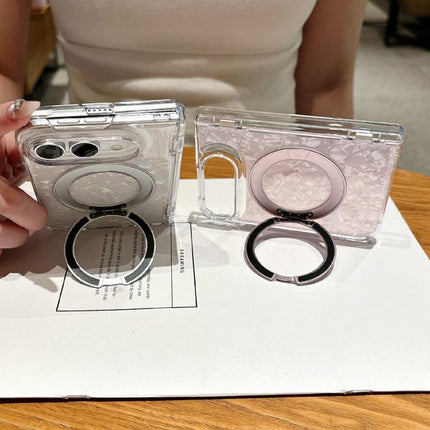Axial Magnetic Shell Pattern Phone Case with 360 Holder, For iPhone Duo
