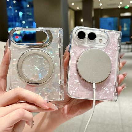 Axial Magnetic Shell Pattern Phone Case with 360 Holder, For iPhone Duo