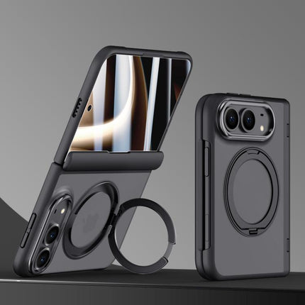 Shield Series Integrated HD Film Matte Frosted Magnetic Phone Case with 360-Degree Rotating Stand, For iPhone Duo