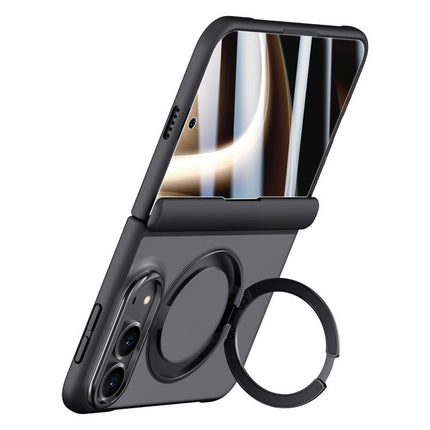 Shield Series Integrated HD Film Matte Frosted Magnetic Phone Case with 360-Degree Rotating Stand, For iPhone Duo