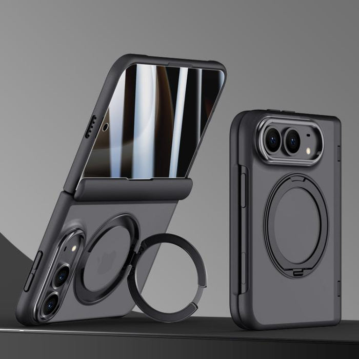 Shield Series Integrated Privacy Film Matte Frosted Magnetic Phone Case with 360-Degree Rotating Stand, For iPhone Duo