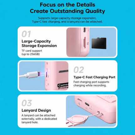DC505 2.8 inch 4K Children Color Screen Printing Camera Student Selfies Camera, No Memory Card + 10 Photo Papers, 32G Memory Card + 10 Photo Papers, 64G Memory Card + 10 Photo Papers
