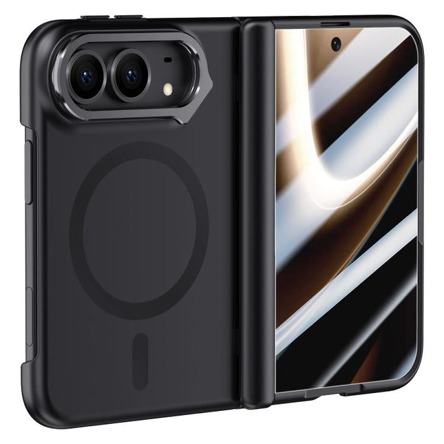 Crazy Series Integrated HD Film Skin Feel Center Axis Magnetic Phone Case with Lens Holder, For iPhone Duo
