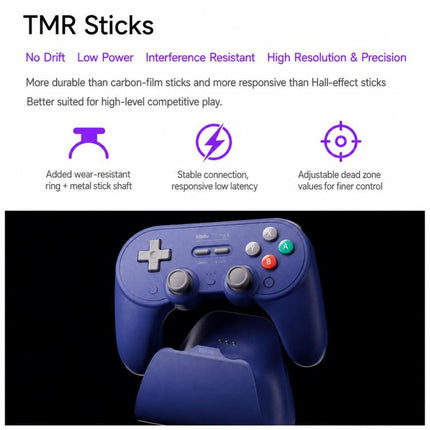 8BitDo Pro 3 Wireless Controller – TMR Joysticks, Dual Triggers, Charging Dock
