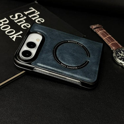 Crazy Horse Texture Magnetic Magsafe PU Phone Case, For iPhone Duo