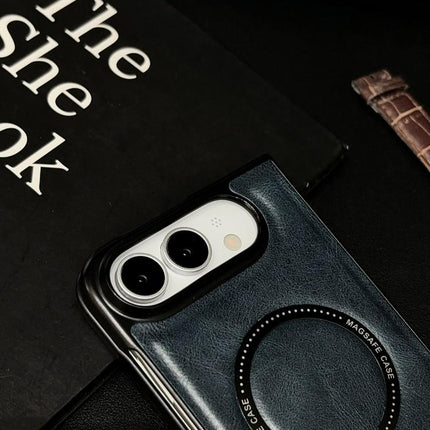 Crazy Horse Texture Magnetic Magsafe PU Phone Case, For iPhone Duo