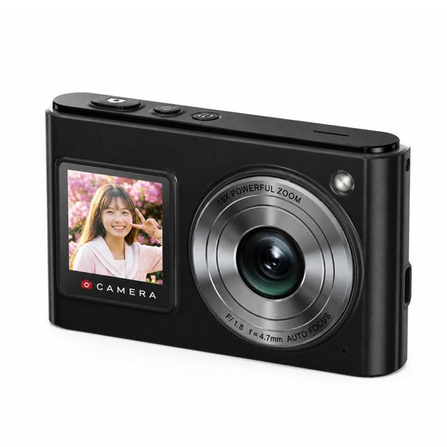 DC325 Dual-Screen Digital Camera – 21MP, 8K Video, 60 Filters, 16GB / 32GB