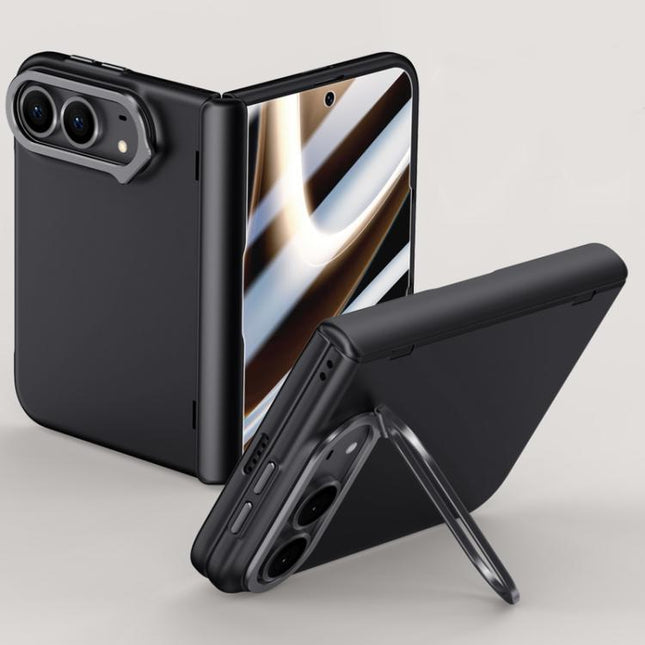 Crazy Series Integrated HD Film Skin Feel Center Axis Phone Case with Lens Holder, For iPhone Duo