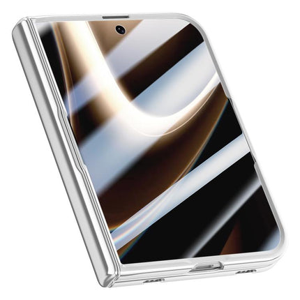Icebreaking Series Integrated HD Film Electroplated Crystal Clear Center Axis Magnetic Phone Case with Lens Holder, For iPhone Duo