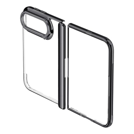Icebreaking Series Integrated Privacy Film Electroplated Crystal Clear Center Axis Phone Case with Lens Holder, For iPhone Duo