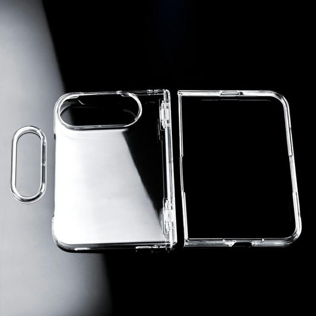 Clear Spring Hinge PC Shockproof Phone Case with Front Cover, For iPhone Duo