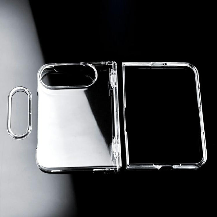 Clear Spring Hinge PC Shockproof Phone Case with Front Cover, For iPhone Duo