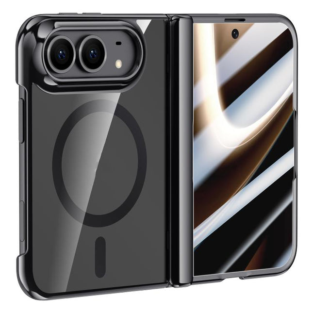 Icebreaking Series Integrated Privacy Film Electroplated Crystal Clear Center Axis Magnetic Phone Case, For iPhone Duo
