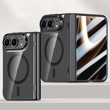 Icebreaking Series Integrated HD Film Electroplated Crystal Clear Center Axis Magnetic Phone Case, For iPhone Duo