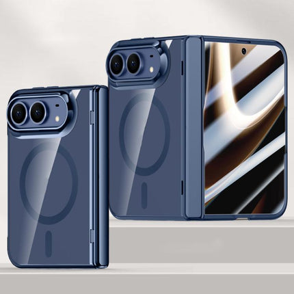Icebreaking Series Integrated HD Film Electroplated Crystal Clear Center Axis Magnetic Phone Case, For iPhone Duo