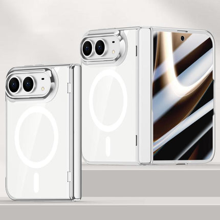 Icebreaking Series Integrated HD Film Electroplated Crystal Clear Center Axis Magnetic Phone Case, For iPhone Duo