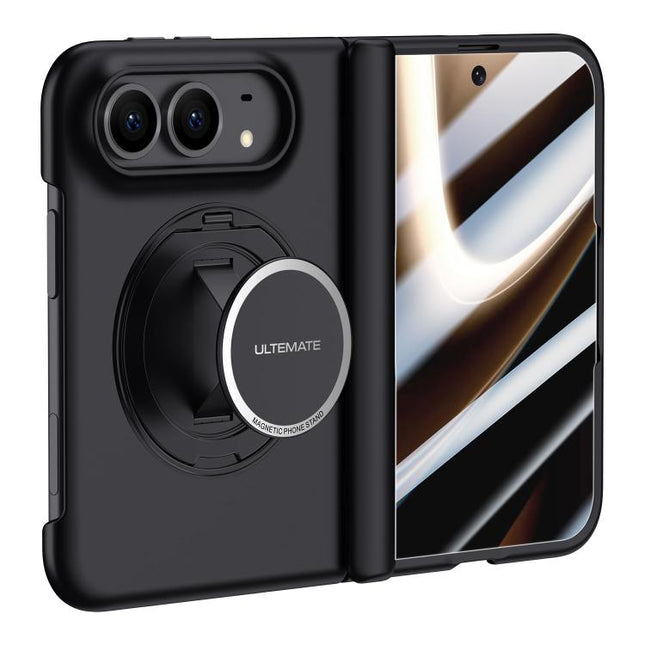 Premium Series Integrated HD Film Center Axis Full Coverage Magnetic Phone Case with Wrist Strap & Ring Holder, For iPhone Duo