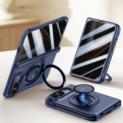 Premium Series Integrated Privacy Film Center Axis Full Coverage Magnetic Phone Case with Wrist Strap & Ring Holder, For iPhone Duo