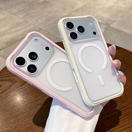Silicone Frame Bumper Magnetic Frosted Back Panel Phone Case, For iPhone 16