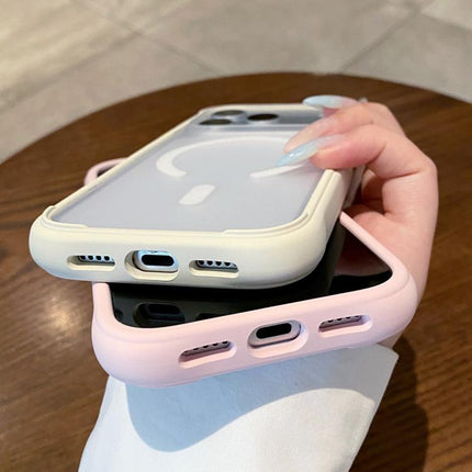 Silicone Frame Bumper Magnetic Frosted Back Panel Phone Case, For iPhone 16