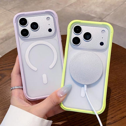 Silicone Frame Bumper Magnetic Frosted Back Panel Phone Case, For iPhone 16