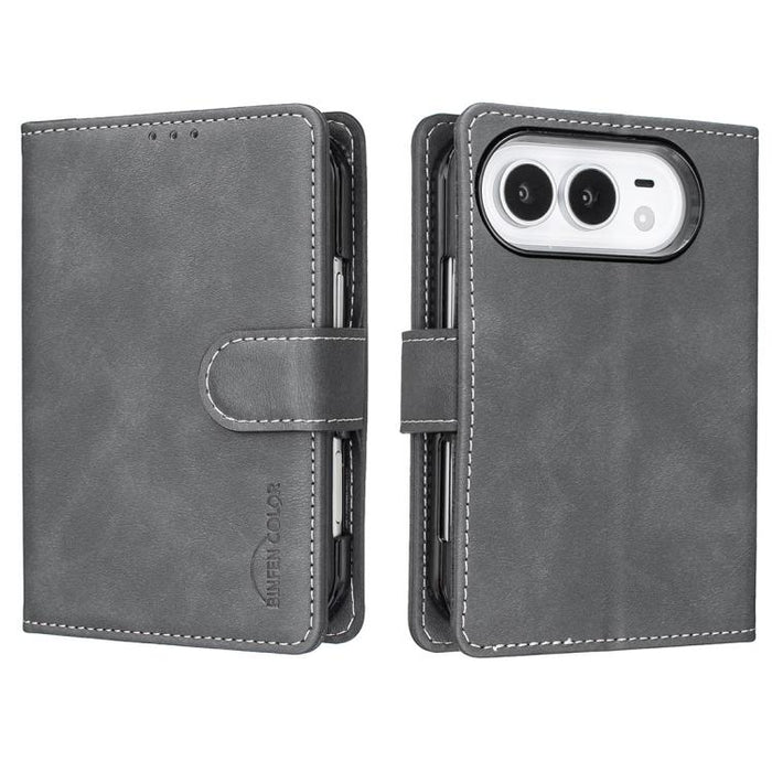 Solid Color Calfskin Texture RFID Vegan Leather Phone Case, For iPhone Duo