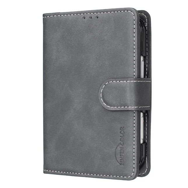 Solid Color Calfskin Texture RFID Vegan Leather Phone Case, For iPhone Duo