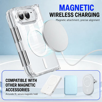Crystal Acrylic Magnetic Integrated Hinge Phone Case, For iPhone Duo