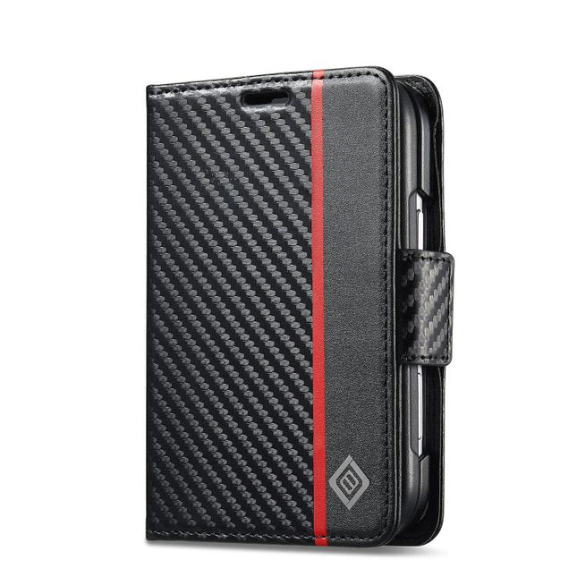 LC.IMEEKE Carbon Fiber Leather Phone Case, For iPhone Duo