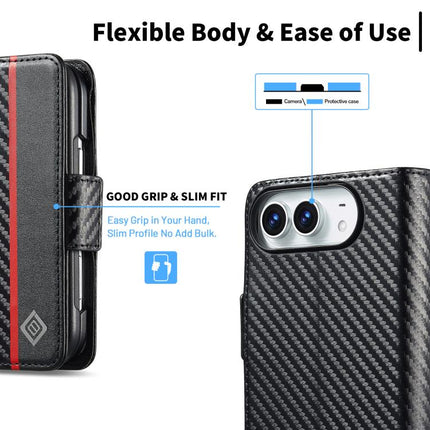 LC.IMEEKE Carbon Fiber Leather Phone Case, For iPhone Duo