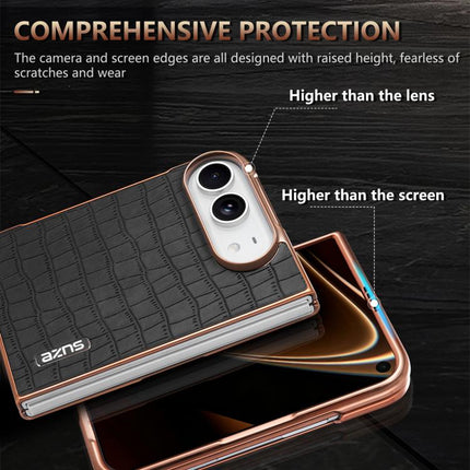 AZNS Electroplated Frame Crocodile Texture Full Coverage Phone Case, For iPhone Duo