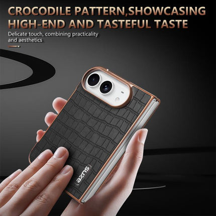 AZNS Electroplated Frame Crocodile Texture Full Coverage Phone Case, For iPhone Duo