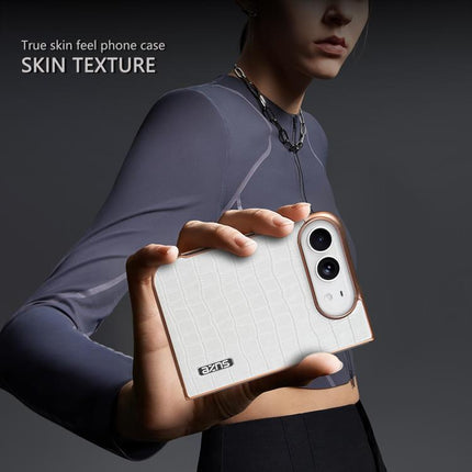 AZNS Electroplated Frame Crocodile Texture Full Coverage Phone Case, For iPhone Duo