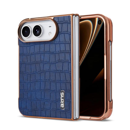 AZNS Electroplated Frame Crocodile Texture Full Coverage Phone Case, For iPhone Duo
