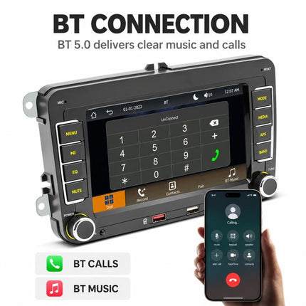 Car MP5 Player Phone Connectivity Bluetooth Reversing Camera for Volkswagen, F9071W 7 inch