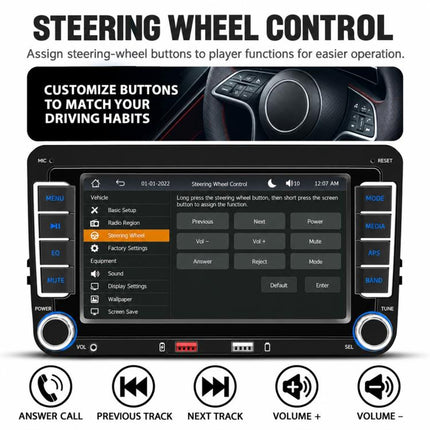 Car MP5 Player Phone Connectivity Bluetooth Reversing Camera for Volkswagen, F9071W 7 inch