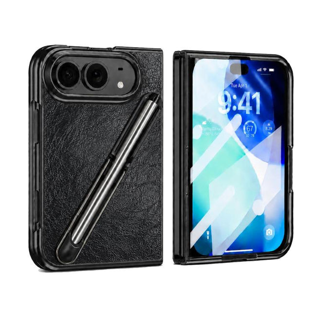 Retro Camouflage Texture Stylus Pen Holder Integrated Film Phone Case, For iPhone Duo