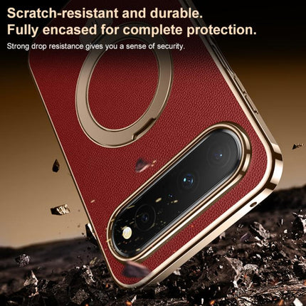 Plain Leather MagSafe Holder Phone Case, For Huawei Pura X View